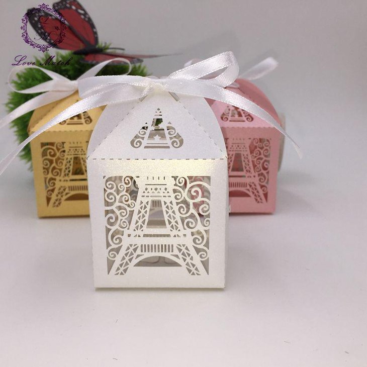 Lovely laser cut Eiffel Tower candy boxes