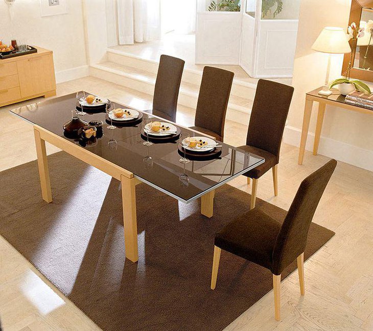 Modern Glass and Chrome Expandable Dining Table