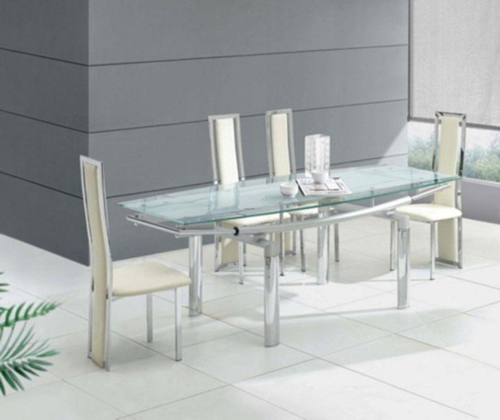 Modern glass dining room transparent table
