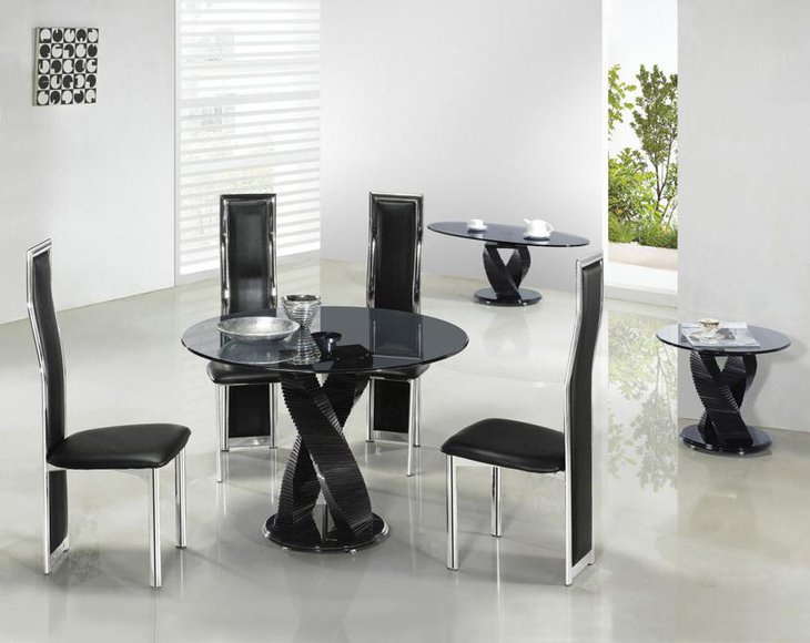 Modern Glass Round Dining Table Set