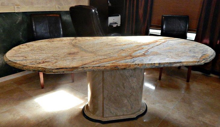 Modern granite dining table with double ogee edge