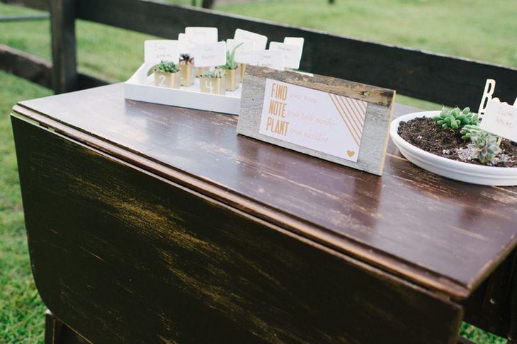 Modern Rustic Succulent Escort Wedding Table Setting