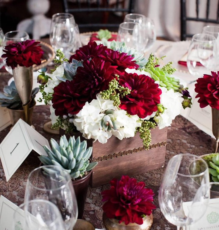 Modern Wedding Centerpieces With Red And White Flowers