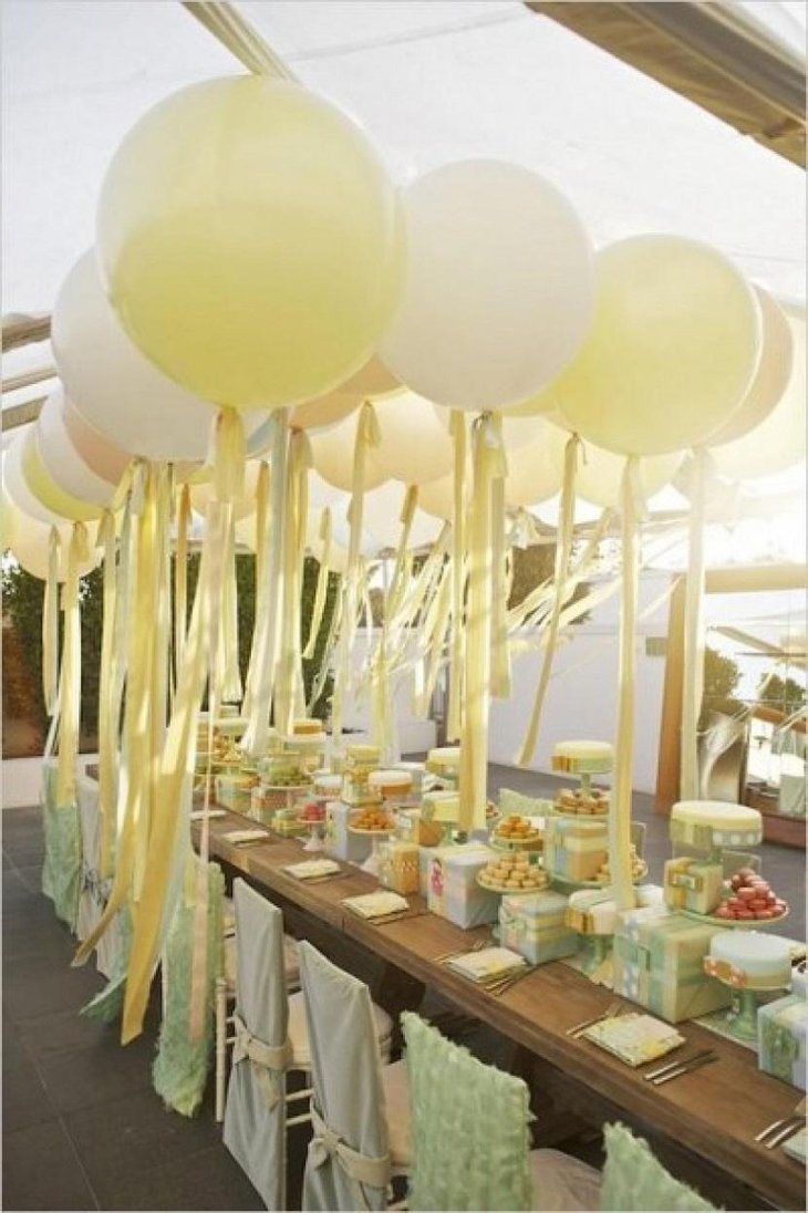 Multi Colored Yellow and White Balloon Wedding Centerpiece