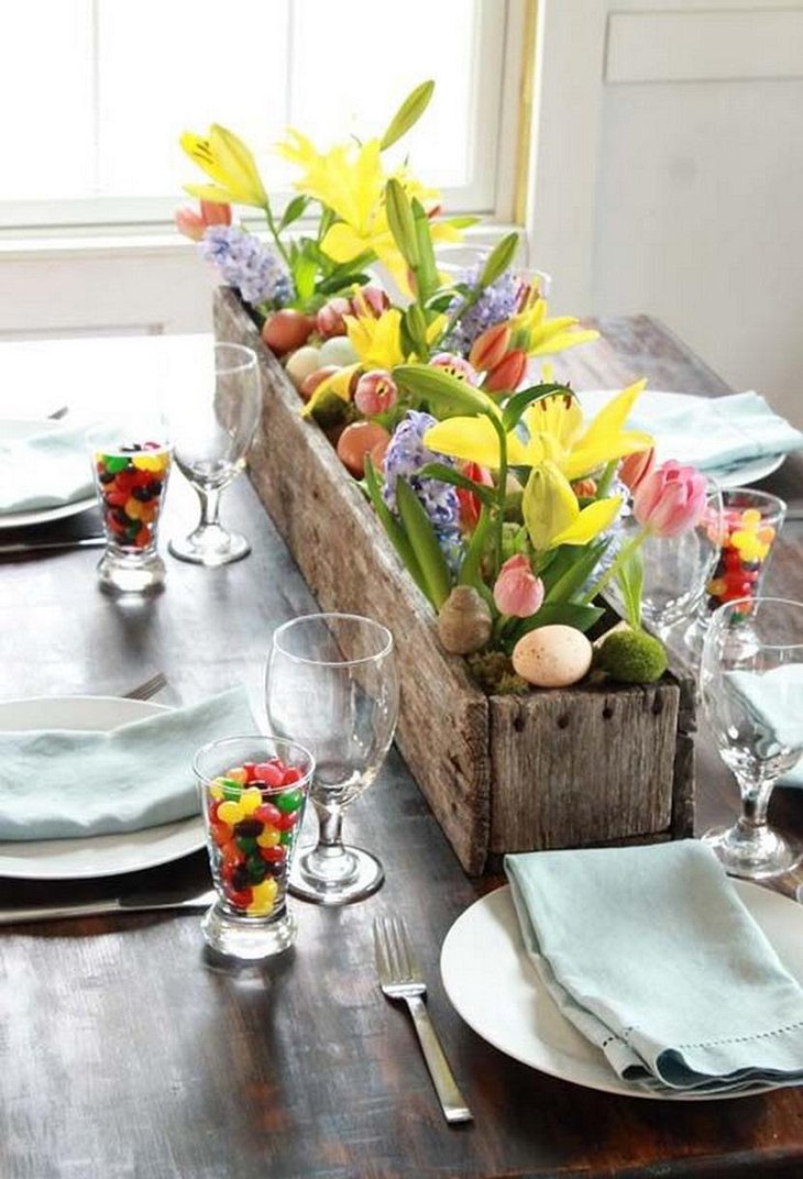 Natural Indoor Plants Easter Table Settings
