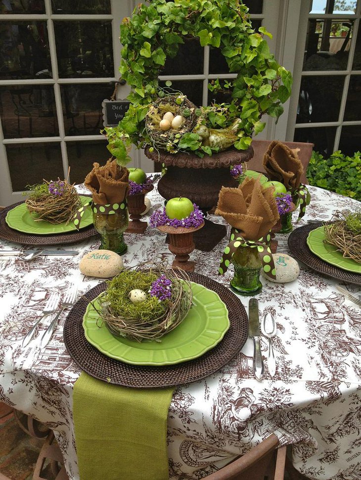 Outdoor Egg Forest Easter Table Settings