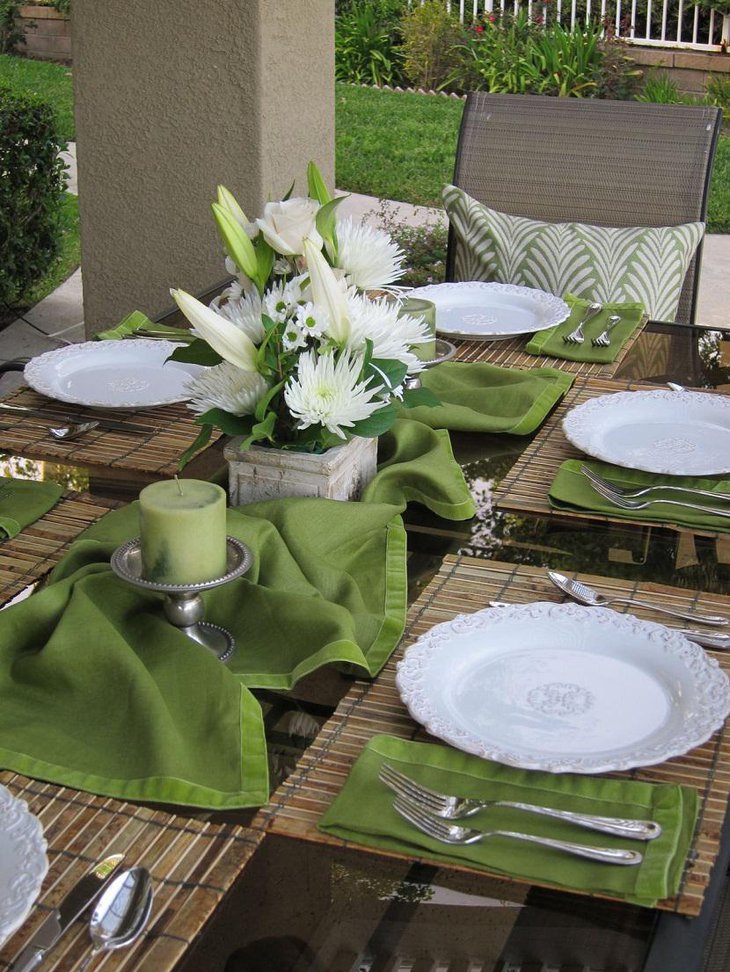Outdoor Green Easter Table Settings