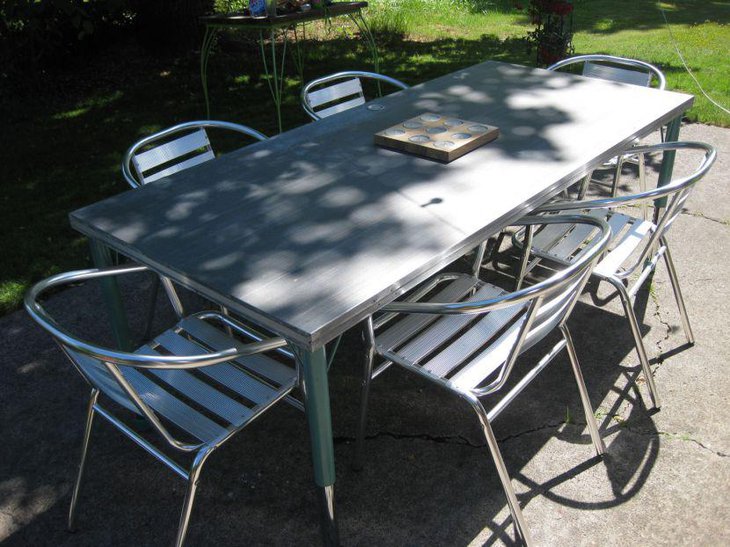 Outdoor Stainless Steel Extendable Dining Table