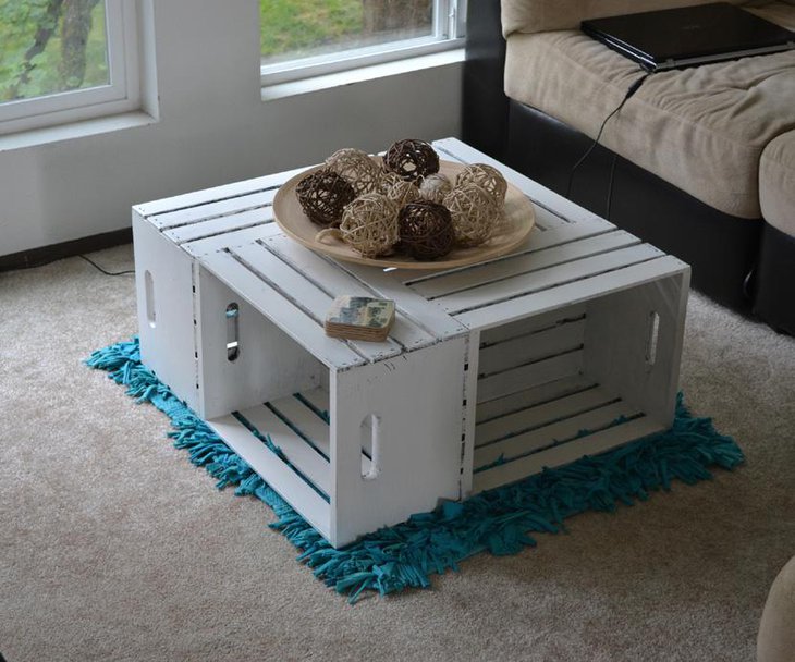 Painted Wine Crate DIY Coffee Table in White
