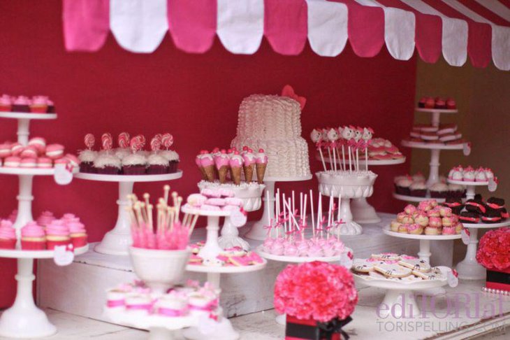 Pink themed sweet 16 sweets table