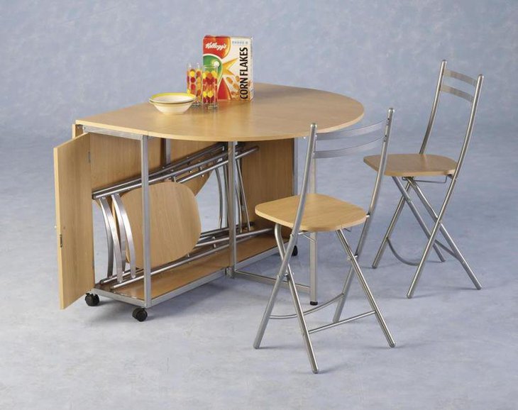 Portable oval kitchen table for small spaces with wheels and folding