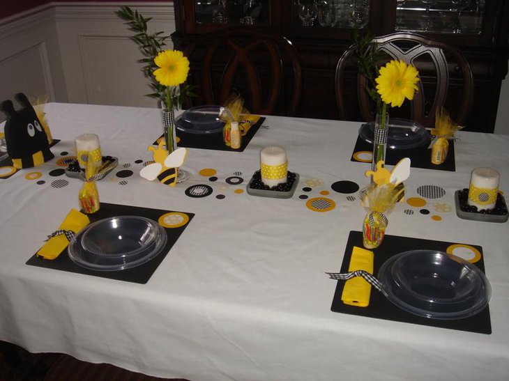 Pretty Bee Themed Baby Shower Table Set Up