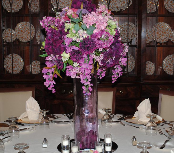 Pretty Purple Floral Wedding Centerpiece