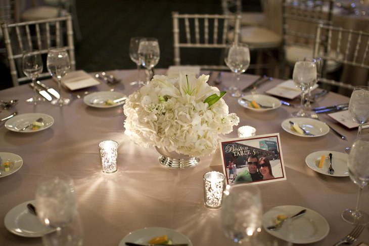 Pretty White Floral Arrangment for ReceptionTable