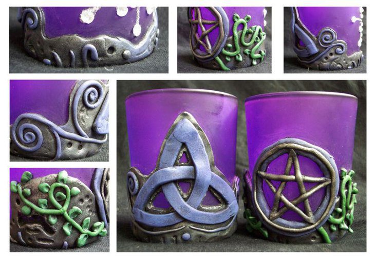 Purple Celtic candle holders for party decorations