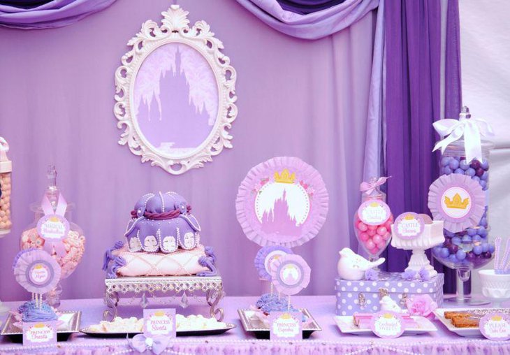 Purple Princess baby shower candy buffet table decor
