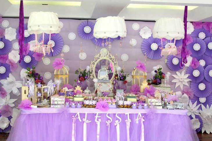 Purple Princess baby shower candy tablescape