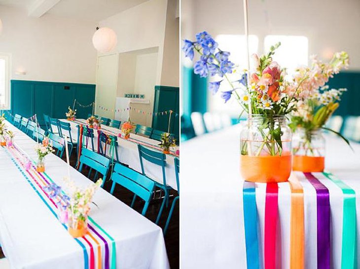 Ranibow Colored Ribbon Table Runners