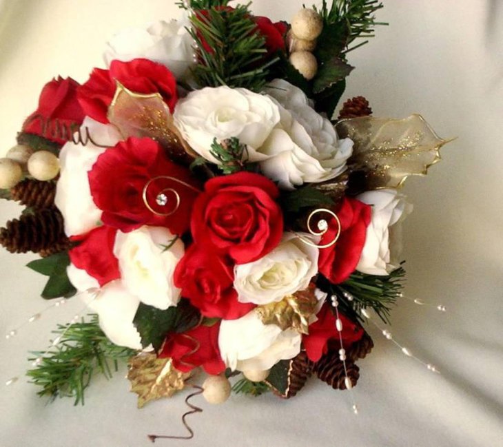 Red and White Wedding Bouquets