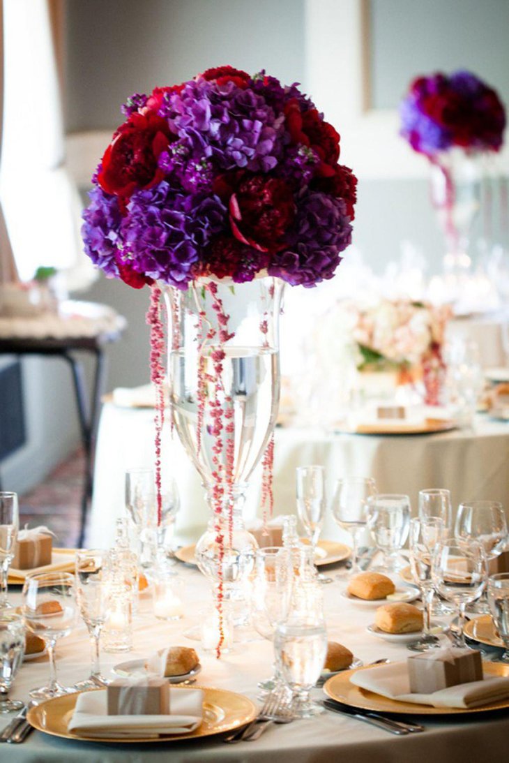 Romantic Purple Flower Wedding Centerpiece