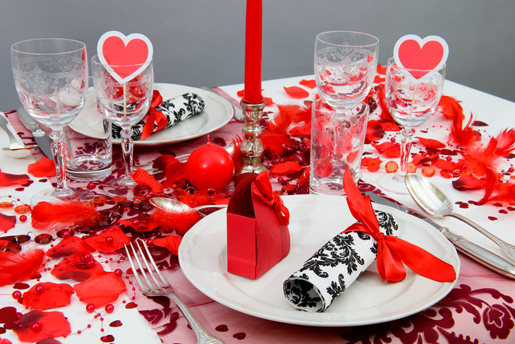 Romantic Table Setting With Petals And Hearts 1