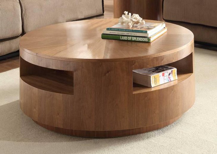Round Coffee Table In Walnut Finish