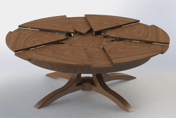 Round Wooden Expandable Dining Table