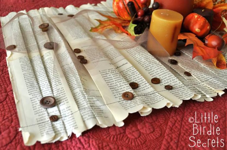 Ruffled Book Paper Table Runner for Thanksgiving