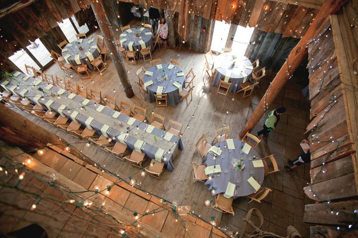 Rustic Wedding Table Ideas with hanging light decor