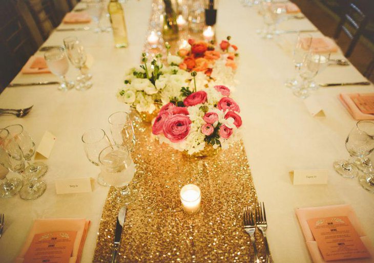 Shimmering Golden Wedding Table Runner