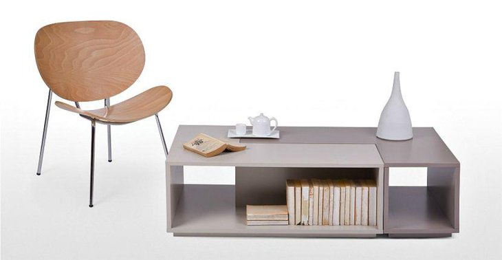 Simple and light modular coffee table with storage space
