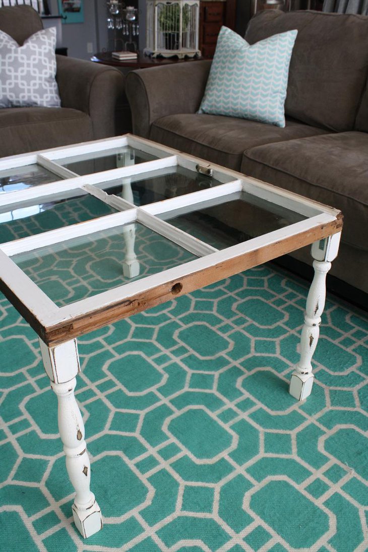 Simple Reconstructed DIY Window Coffee Table