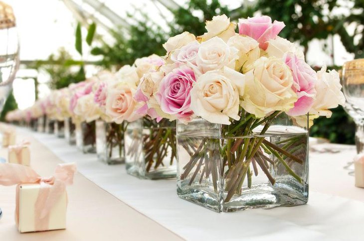 Simple Rose Flower Centerpiece for Bridal Shower