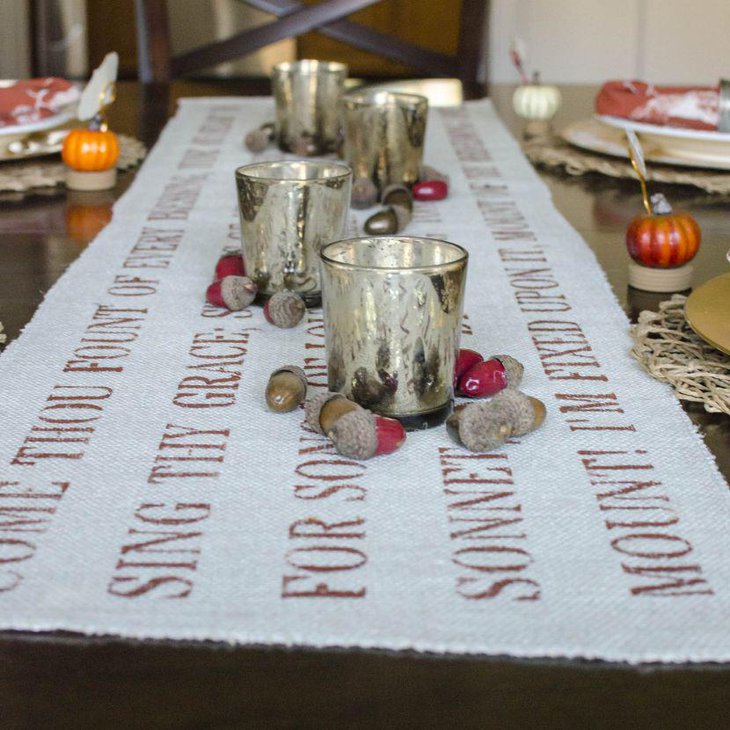 Simple stenciled Thanksgiving table runner