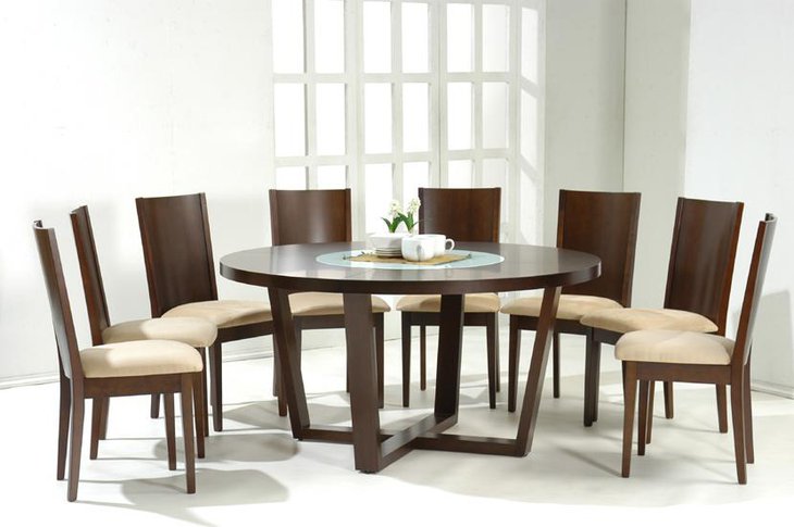 Sleek Wooden Round Dining Table Set