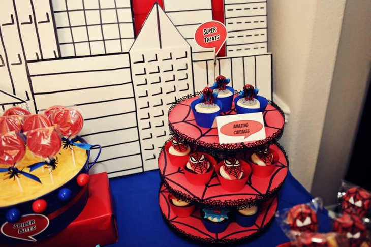 Spiderman Themed Cupcakes and Cake Pops For Dessert Table