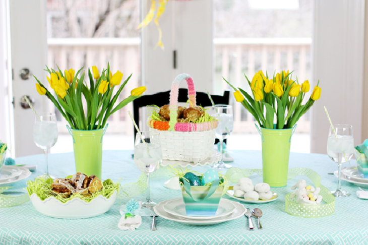 Spring Indoor Flowers Table Decorations for Easter