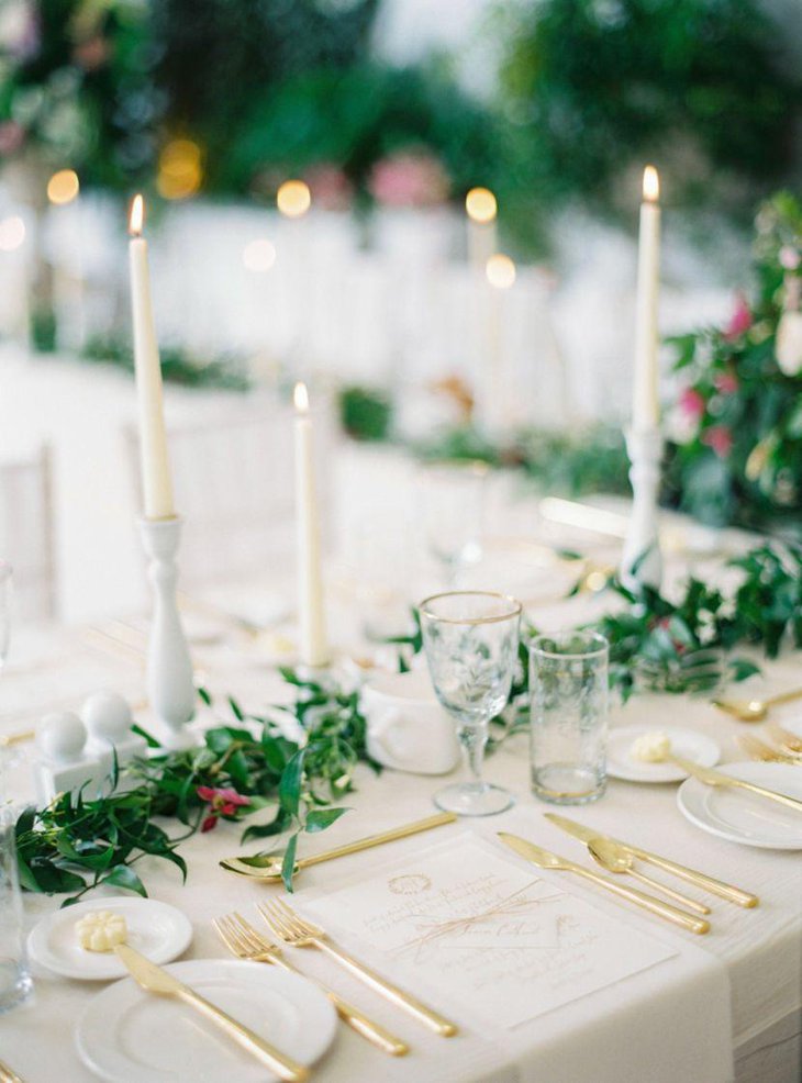 Spring table decor with candles