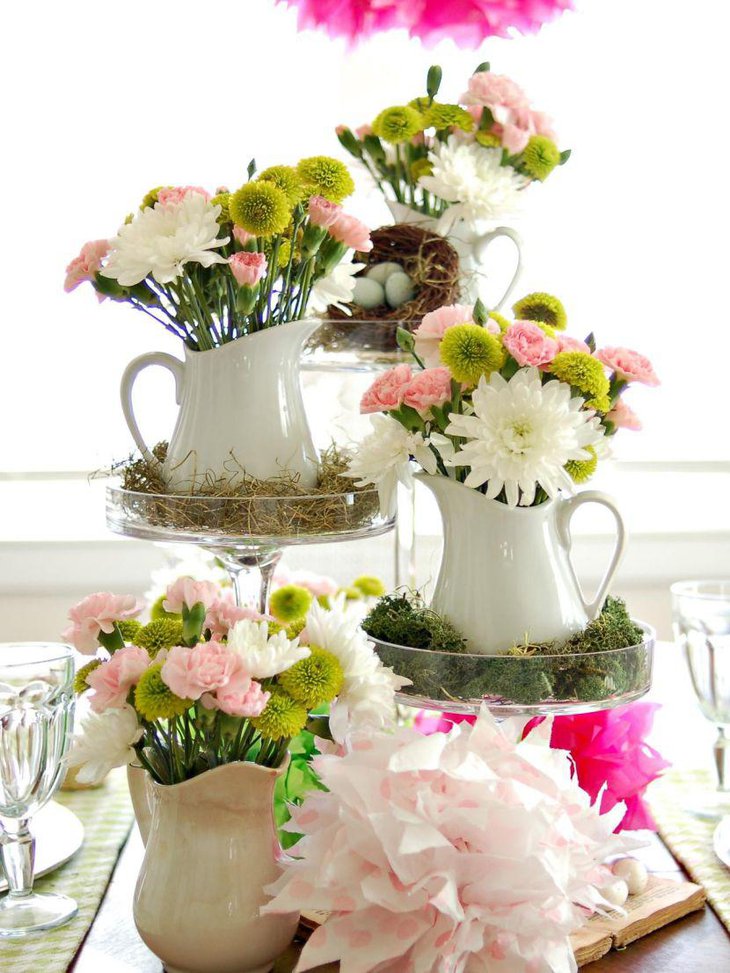 Spring table setting with fresh flowers