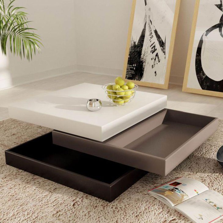 Square rotating coffee table