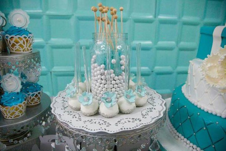 Stunning blue and silver brithday candy table