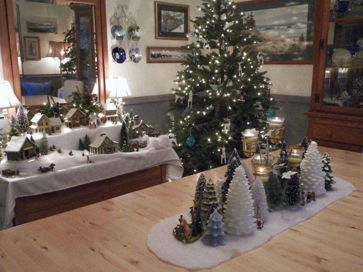 Stunning Christmas Tree Collection With Faux Snow As Christmas Table Decor