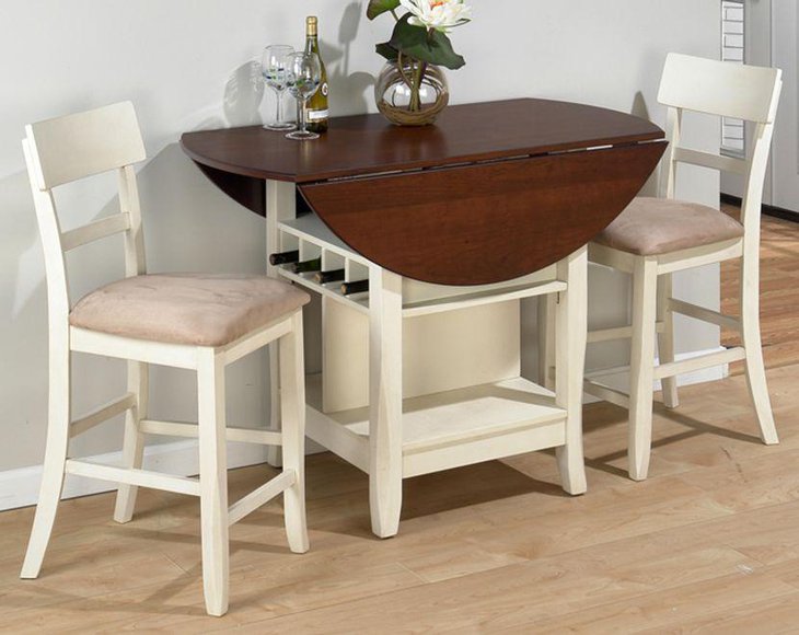 Stunning drop leaf dining table set with wine storage