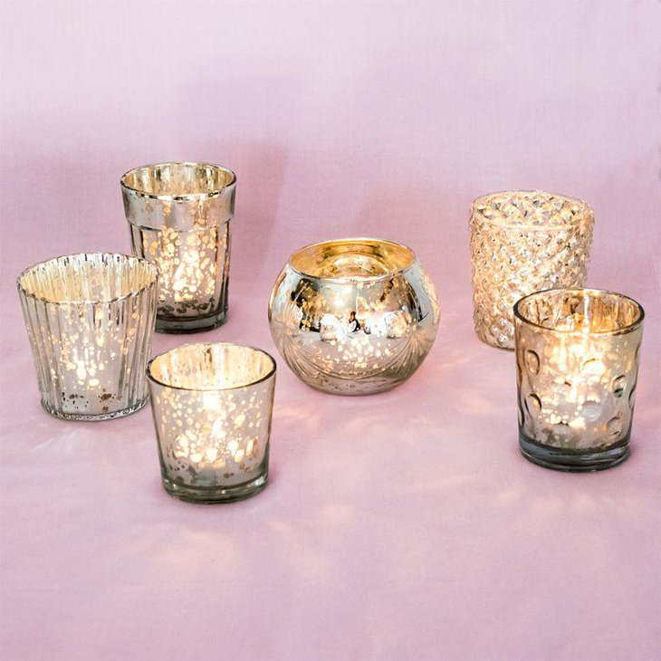 Stunning mercury glass candle holders for wedding table 3