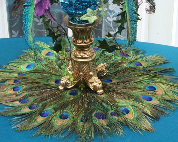 Stunning peacock feather decor
