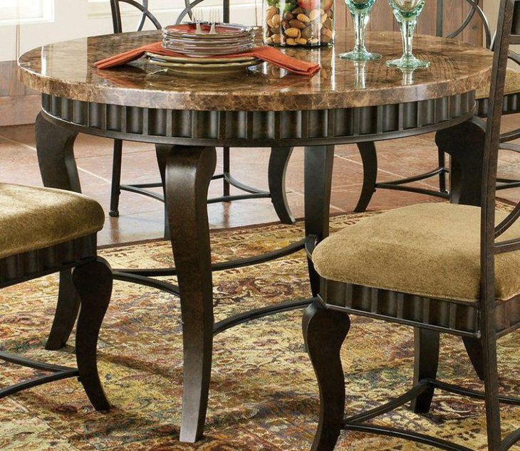 Stylish round granite dining table