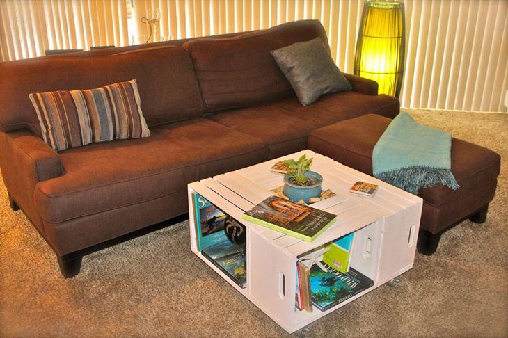 Stylish Square Wine Crate DIY Coffee Table