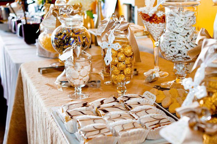 Stylishly decorated European themed dessert table