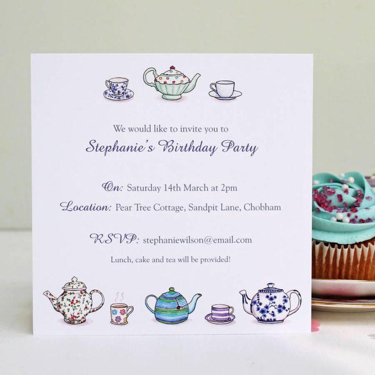 Sweet birthday tea party invitation