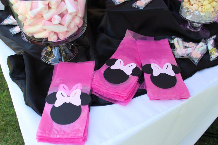Sweet black and pink accented Minnie Mouse candy table